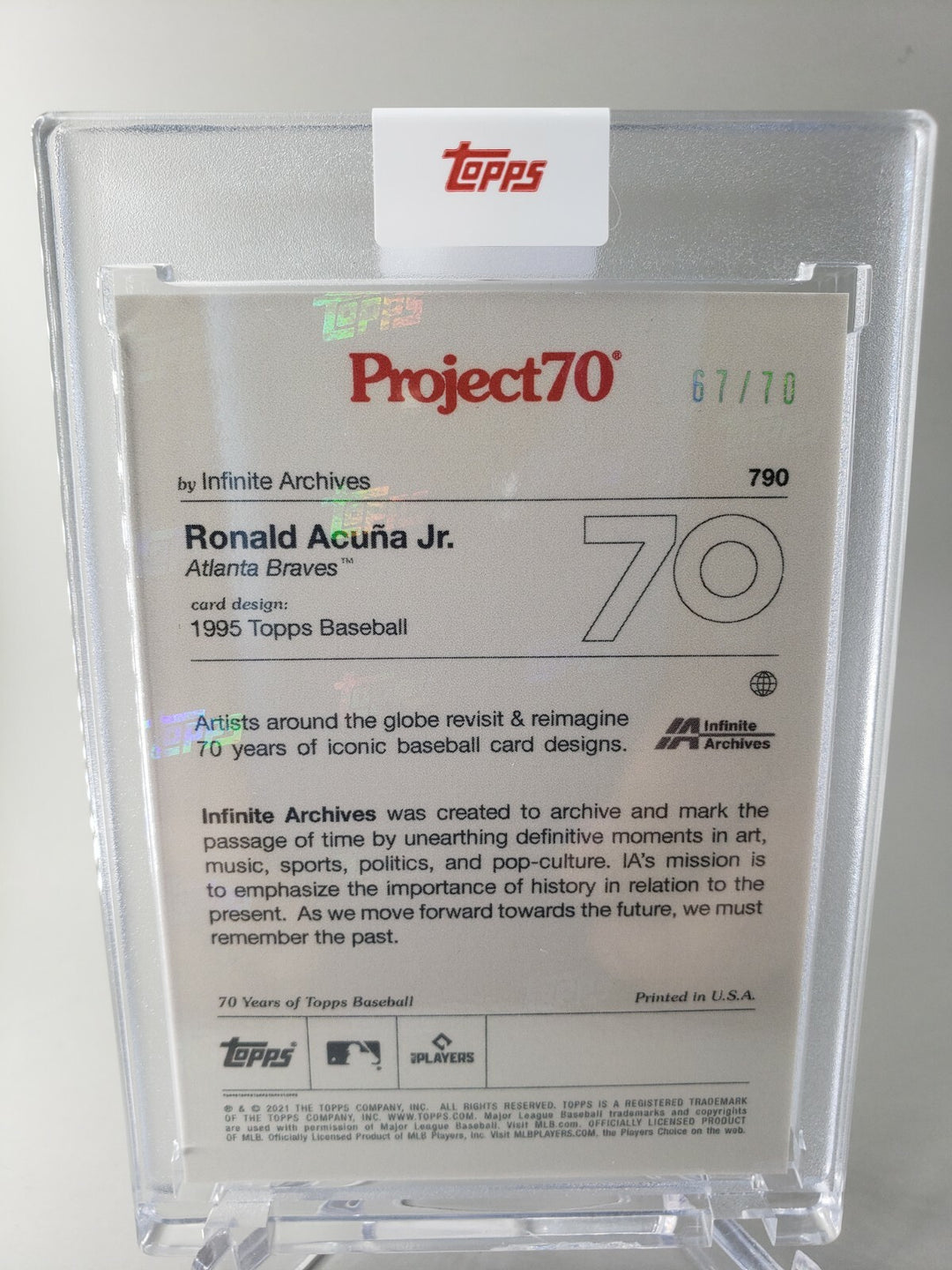 2021 Topps Project 70 #790 Ronald Acuna by Infinite Archives Rainbow Foil /70