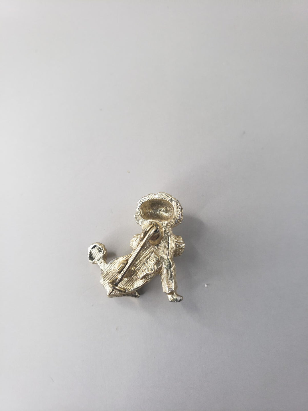 Vintage Nemo Teeny Tiny Poodle Puppy Rhinestone Brooch Pin Black Eyes Adorable!
