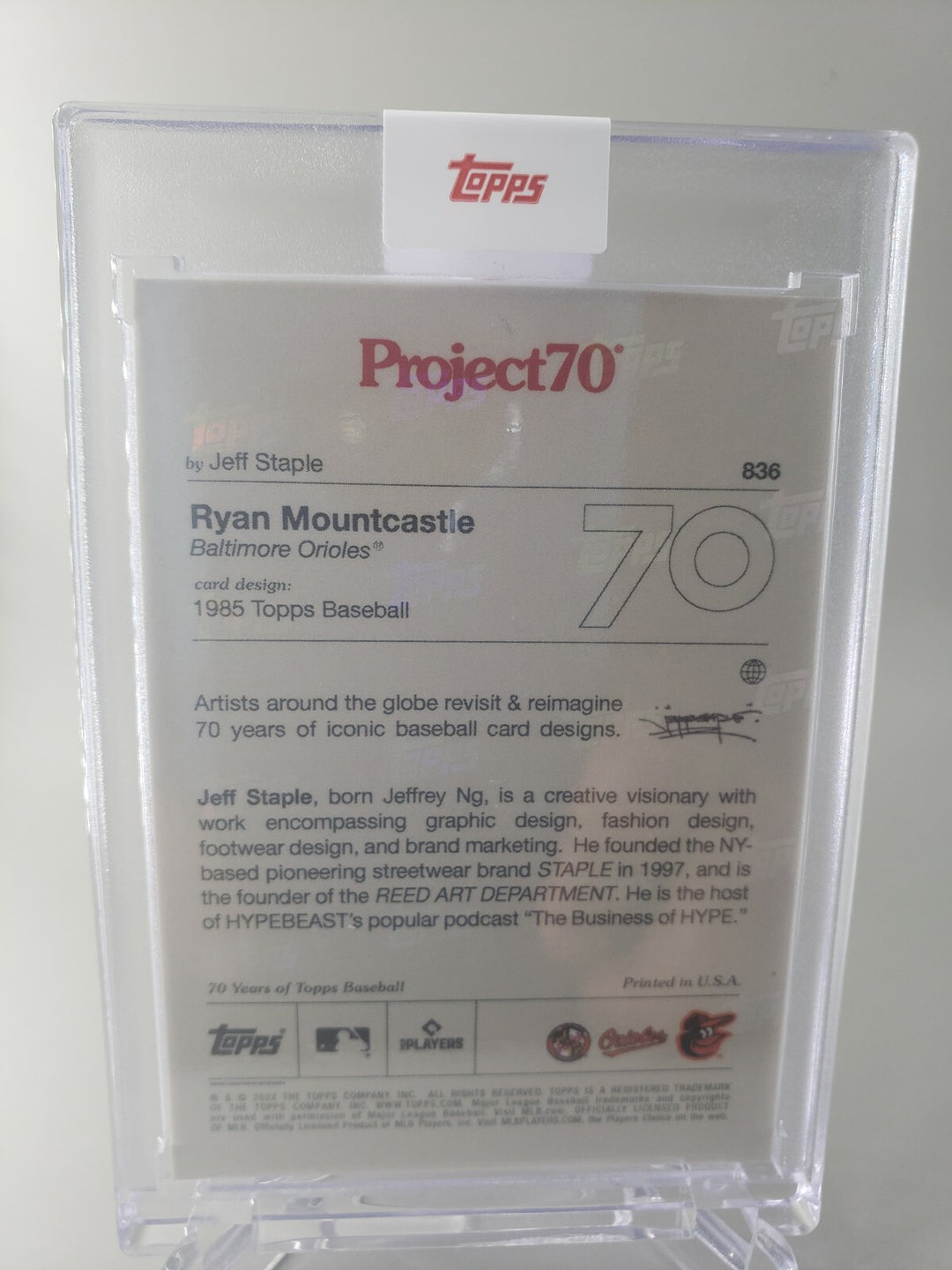 2021 Topps Project 70 1957 Ryan Mountcastle #836 By Jeff Staple PR:775 Orioles