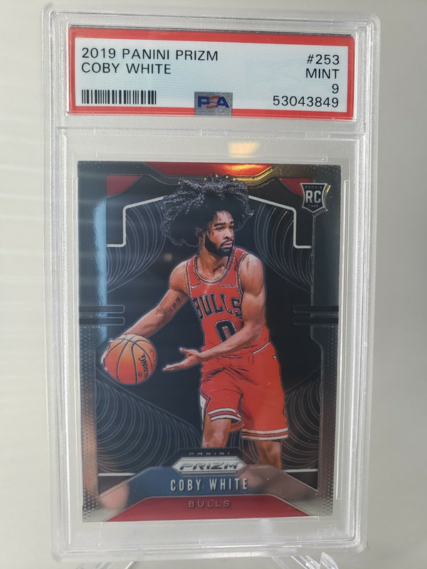 2019 Panini Prizm Coby White Rookie RC #253 PSA 9 MINT Chicago Bulls