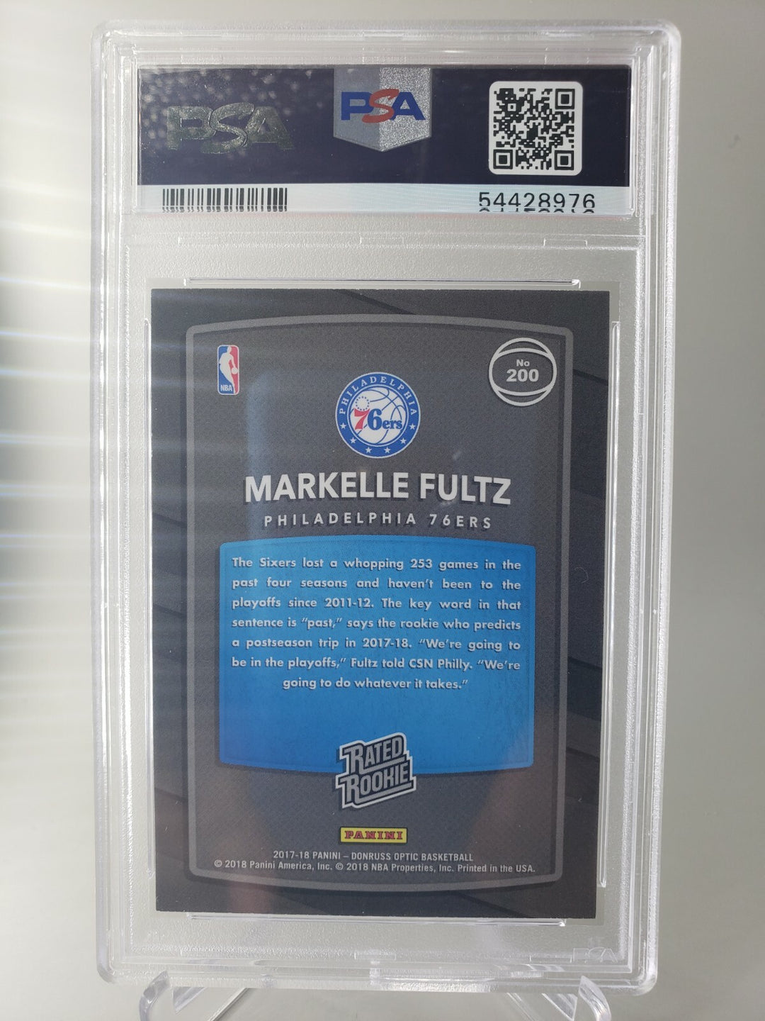Markelle Fultz 2017 Panini Donruss Optic Rated Rookie Red Yellow PSA 9