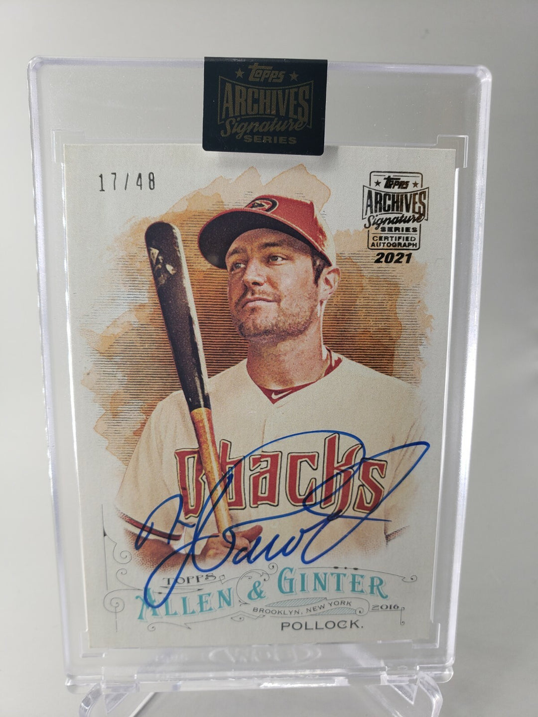 A.J. Pollock 2021 Topps Archives Signature Series (2016 Ginter #271)  Auto /48