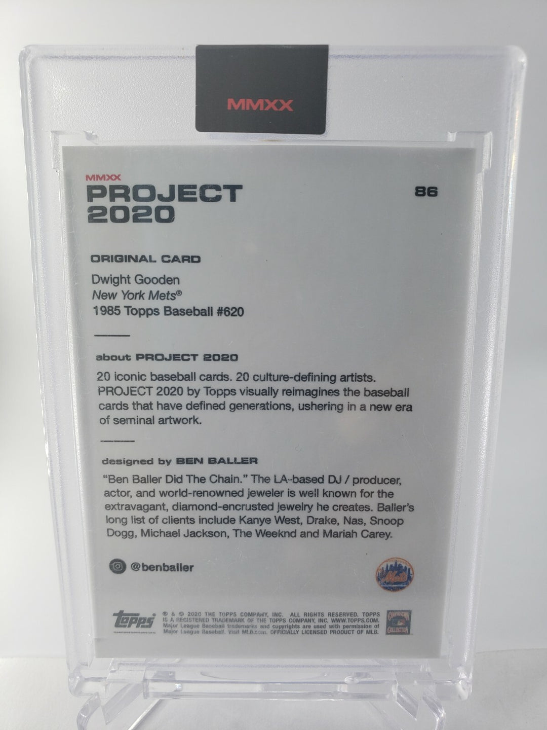 DWIGHT GOODEN Topps Project 2020 #86 BEN BALLER Ney York Mets