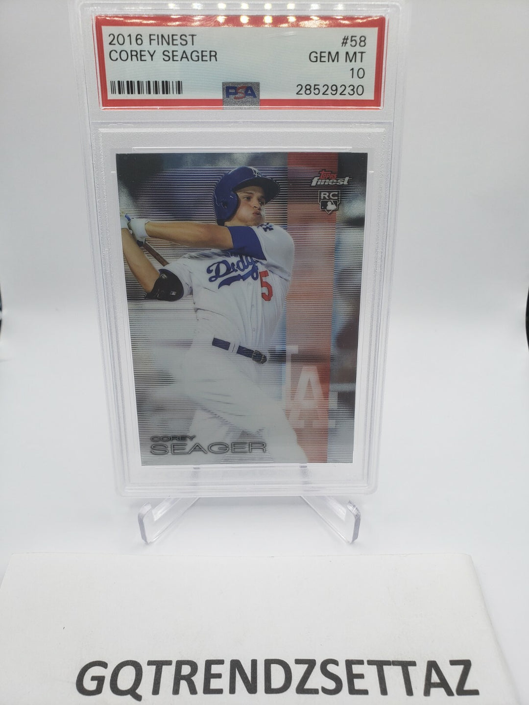 COREY SEAGER DODGERS 2016 TOPPS FINEST ROOKIE CARD #58 GRADED GEM PSA 10