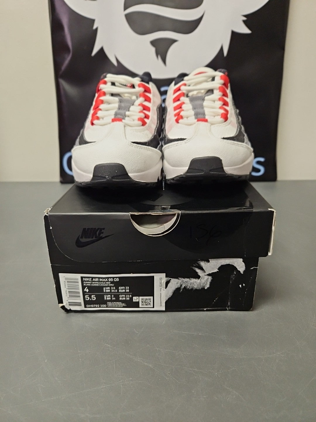 New Size 4 Men's  5.5 W - Nike Air Max 95 QS DH9792 100 Summit White/Chile Red