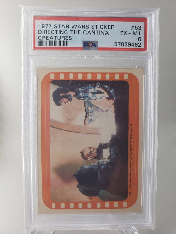 1977 Topps Star Wars Sticker #53 Directing the Cantina Creatures PSA 6 EX-MT