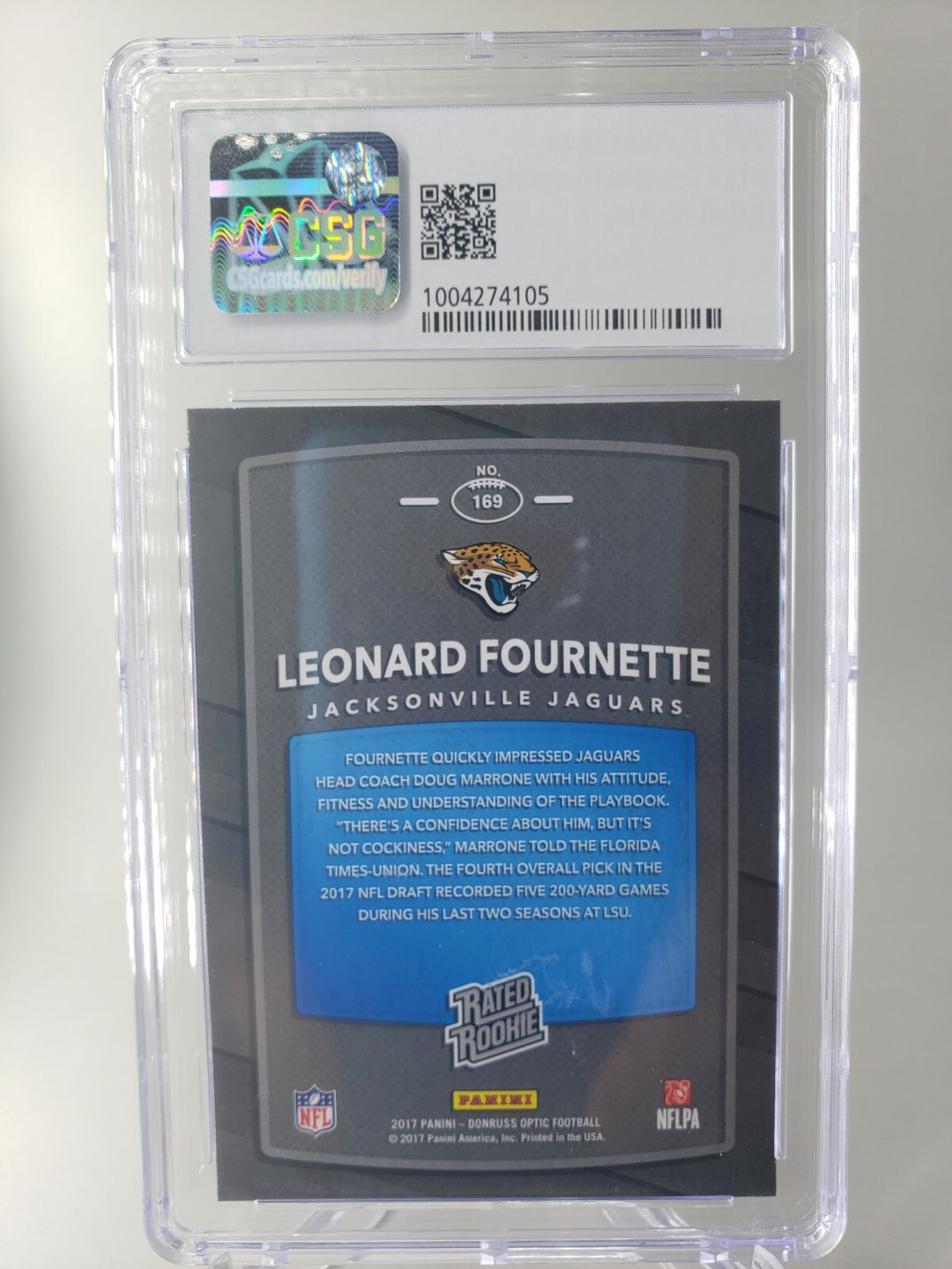 LEONARD FOURNETTE 2017 PANINI DONRUSS OPTIC #169 ROOKIE JAGUARS BUCCANEERS CSG 9