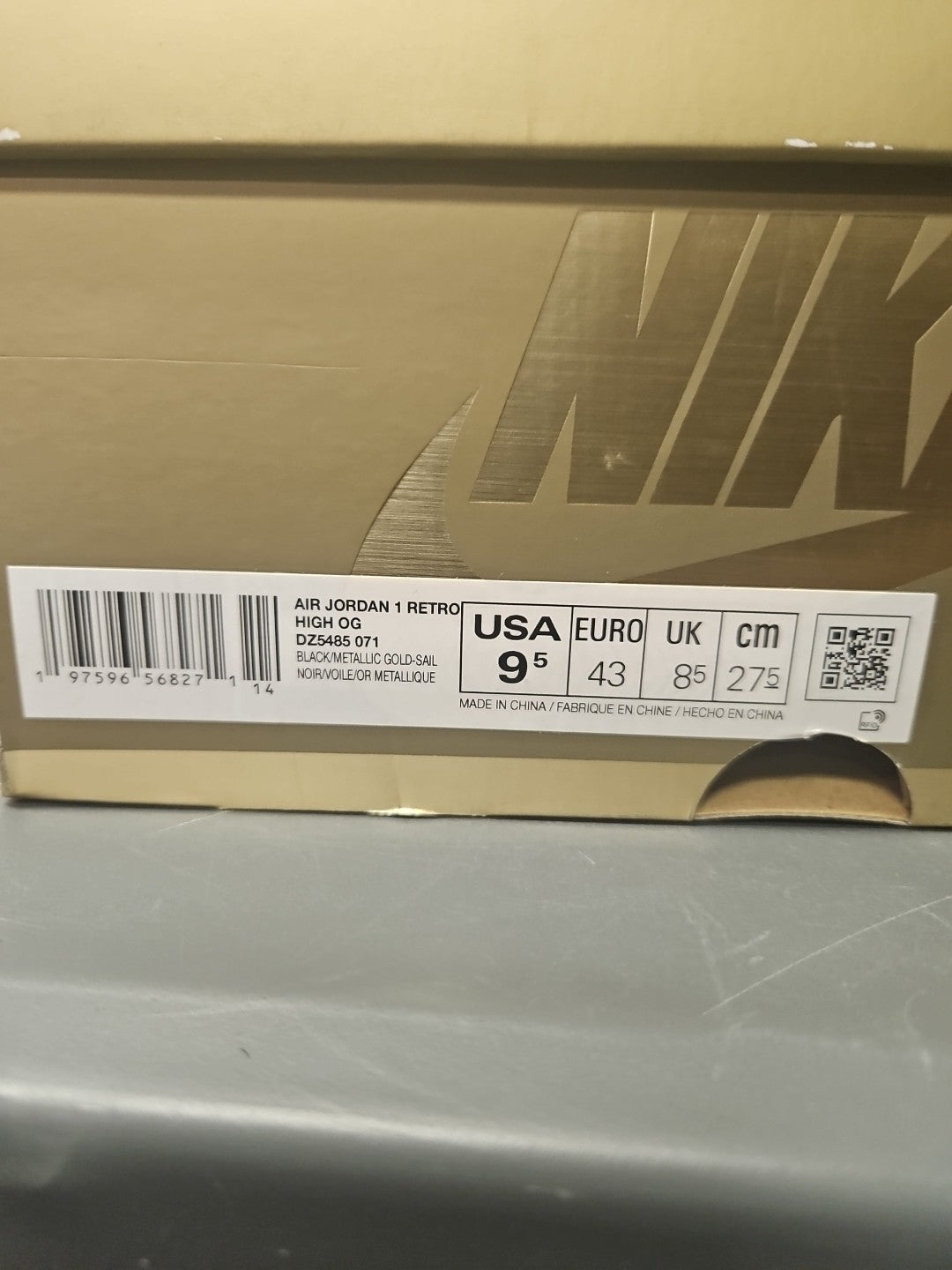 NEW Size 9.5 Men Jordan 1 Retro High OG Black/Metallic Gold-Sail (DZ5485 071)