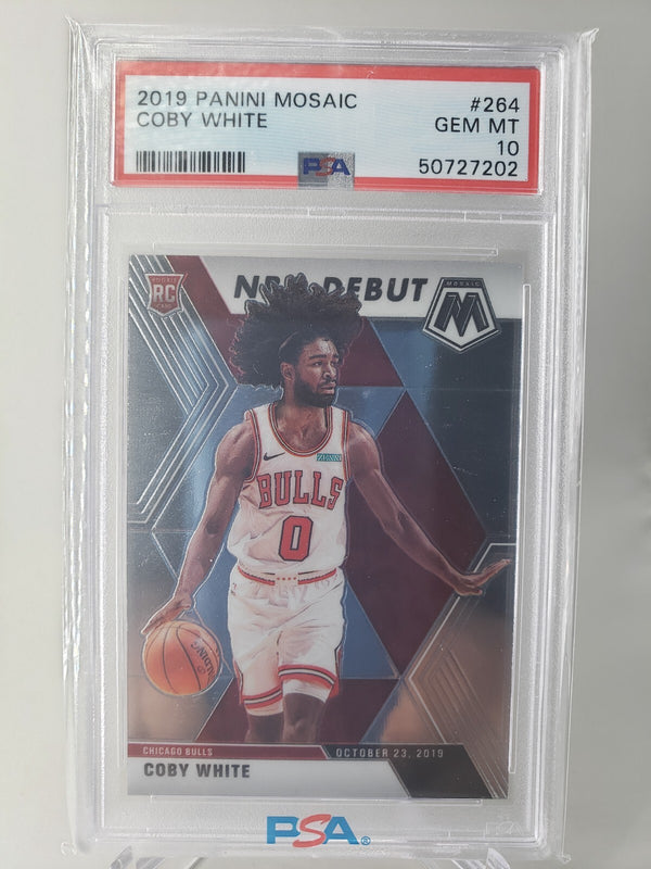COBY WHITE 2019 PANINI MOSAIC RC #264 NBA DEBUT Mosaic PSA 10 GEM MINT Bulls