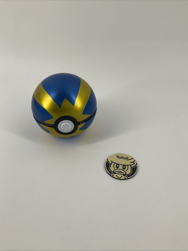 Pokemon TCG PokeBall Tin QUICK BALL Tin and Collectible Coin, No Cards