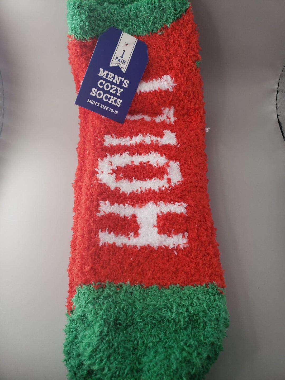 Men's Size 10-13 Cozy Socks Holiday Theme Christmas Holly Jolly 1 Pair