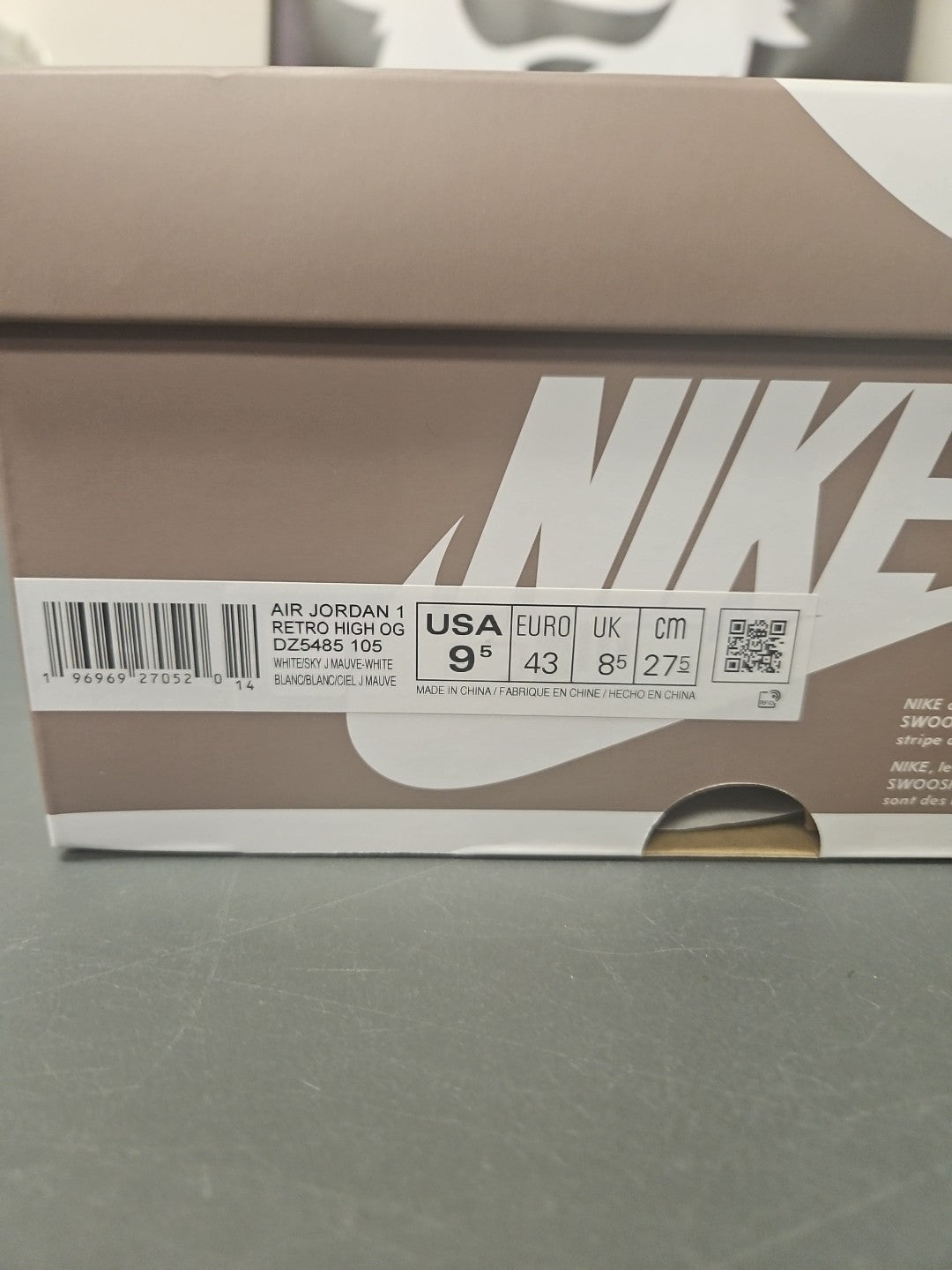 NEW Size 9.5 Men Nike Air Jordan 1 Retro High OG  Sky J Mauve/ White DZ5485-105