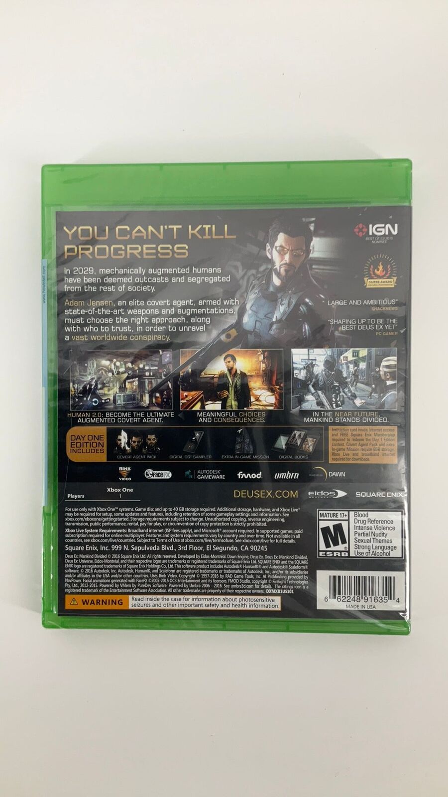 Xbox One - Deus Ex: Mankind Divided Day One Edition - New