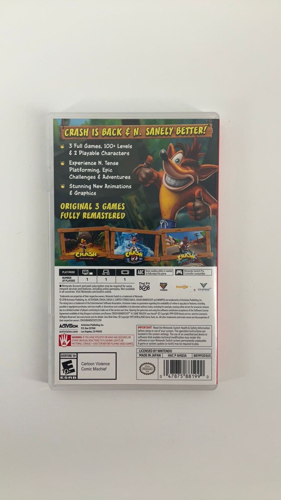 Switch – Crash Bandicoot N. Sane Trilogy – CIB