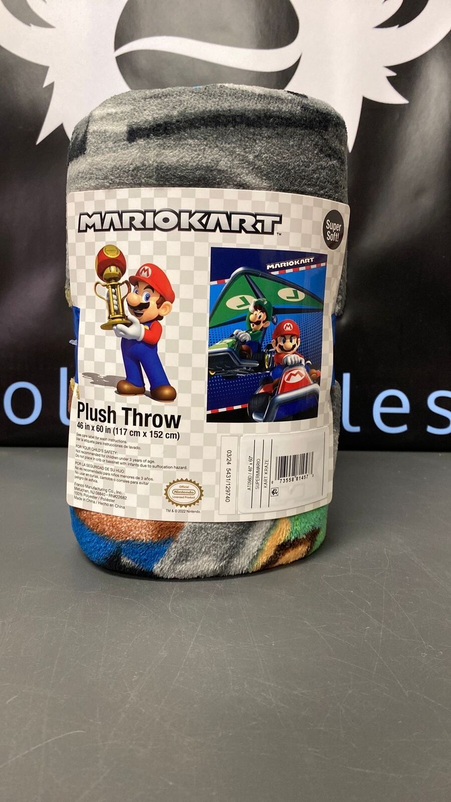 New Plush Throw - 46 X 60 Mario Kart Super Soft