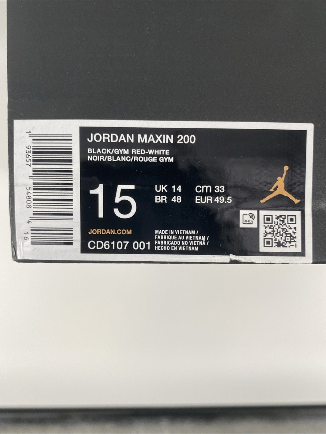 New Size 15 Men's Nike Men's Jordan Maxin 200 Black/Red/White  CD6107 001