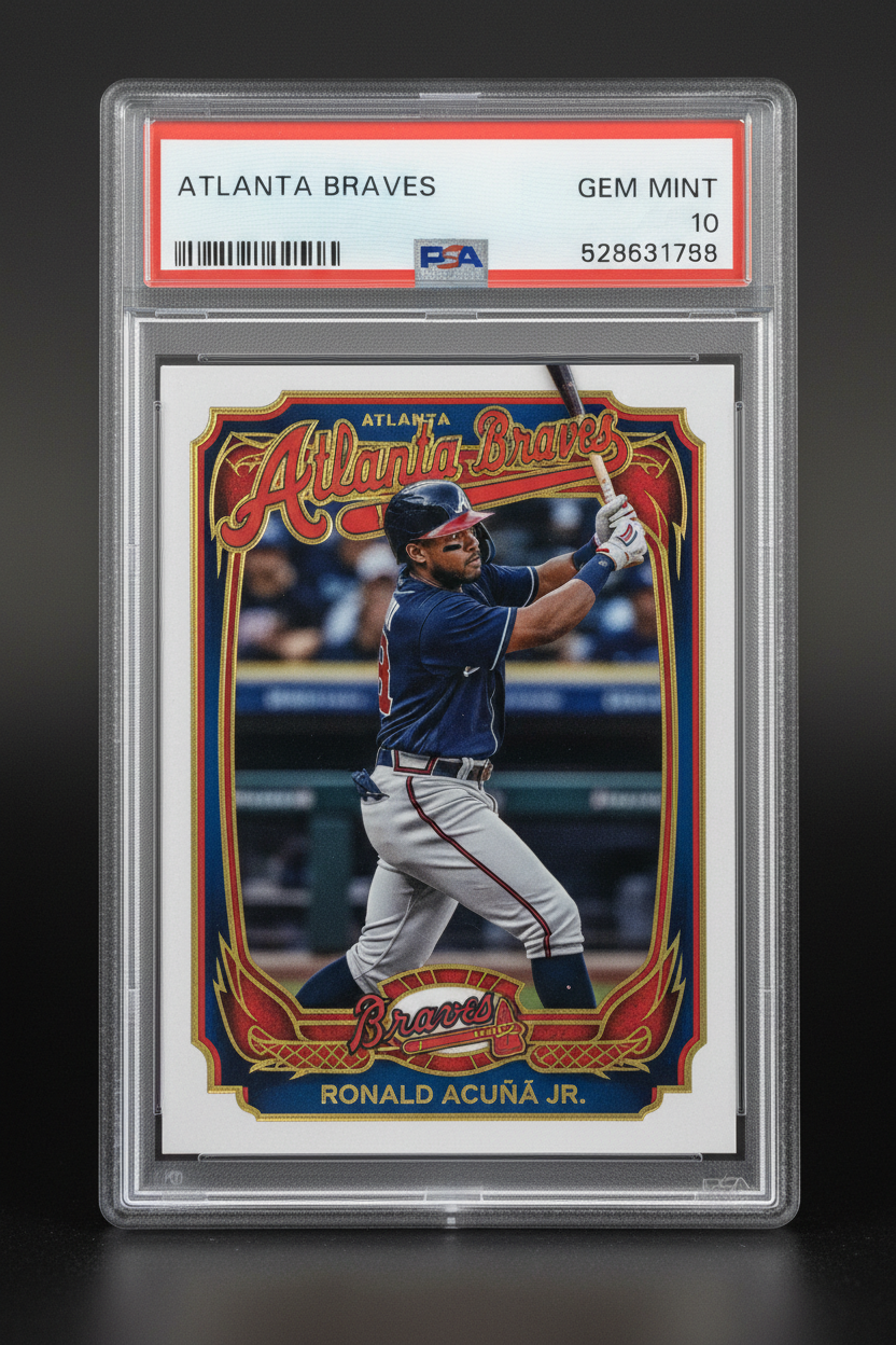 Graded baseball card for an atlanta braves player