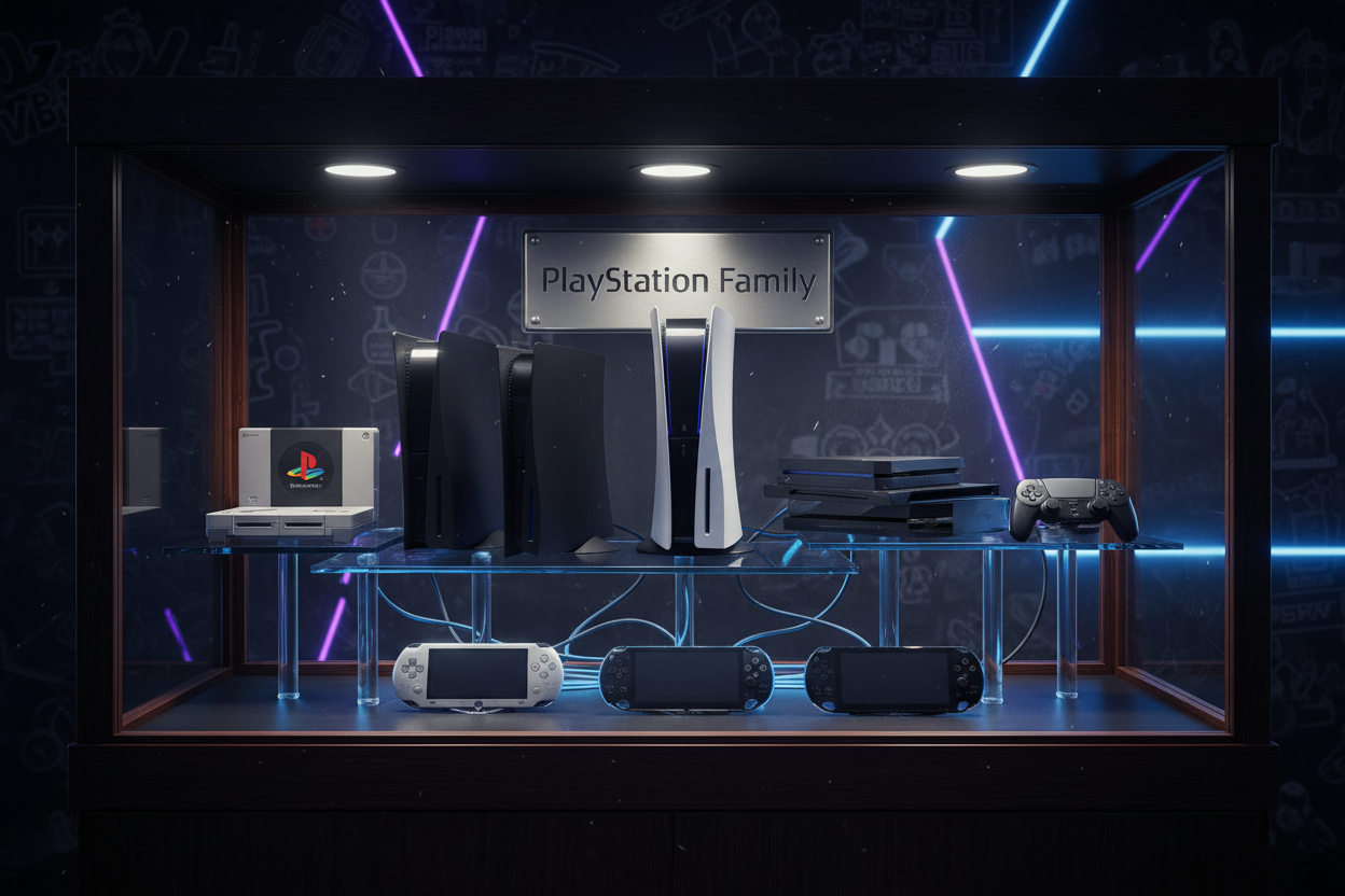 I picture with ps1 ps5 psp and ps vita