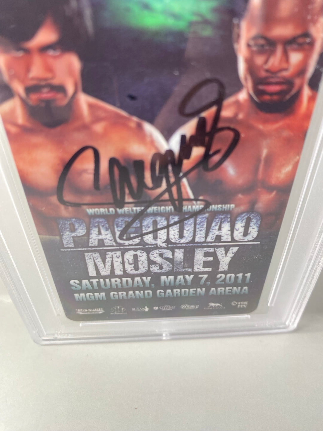 Manny Pacquiao autograph close-up on Pacquiao vs Mosley MGM Grand key card