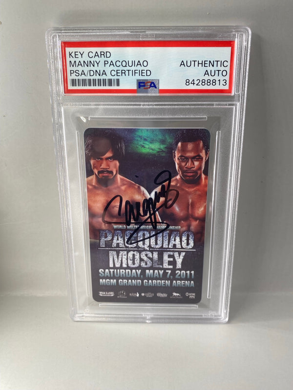 Manny Pacquiao signed Pacquiao vs Mosley MGM Grand key card PSA DNA cert 84288813 front