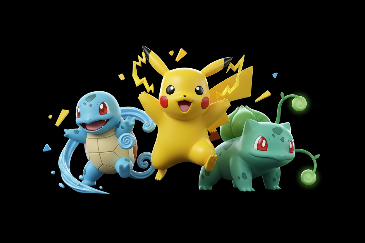 Pikachu squirtle and bulbasaur