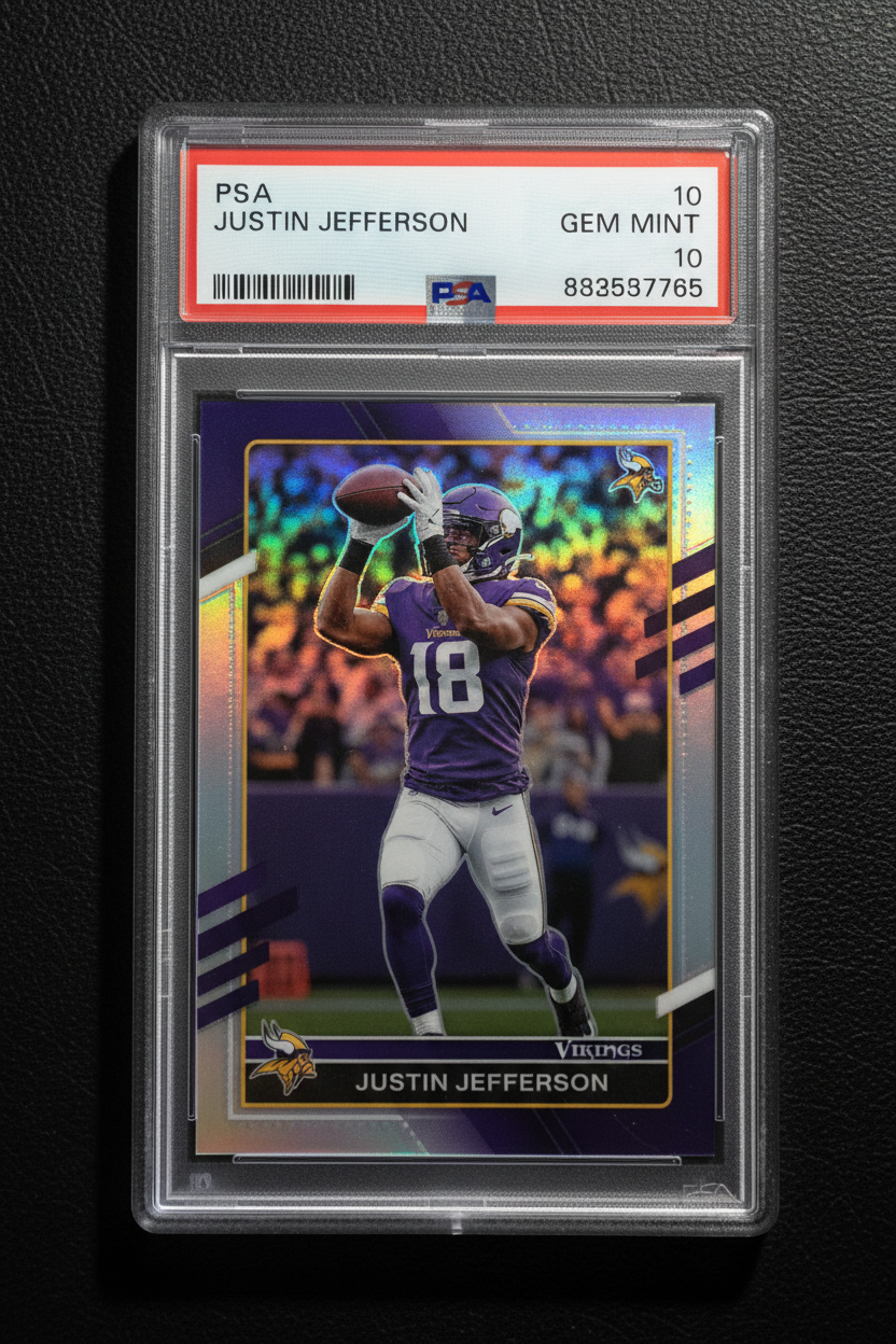Psa graded card for the vikings justin jefferson