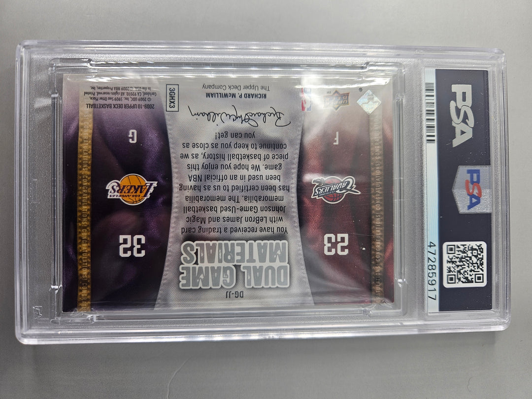 2009 Upper Deck LeBron James Magic Johnson Dual Game Materials #DG-JJ PSA 8