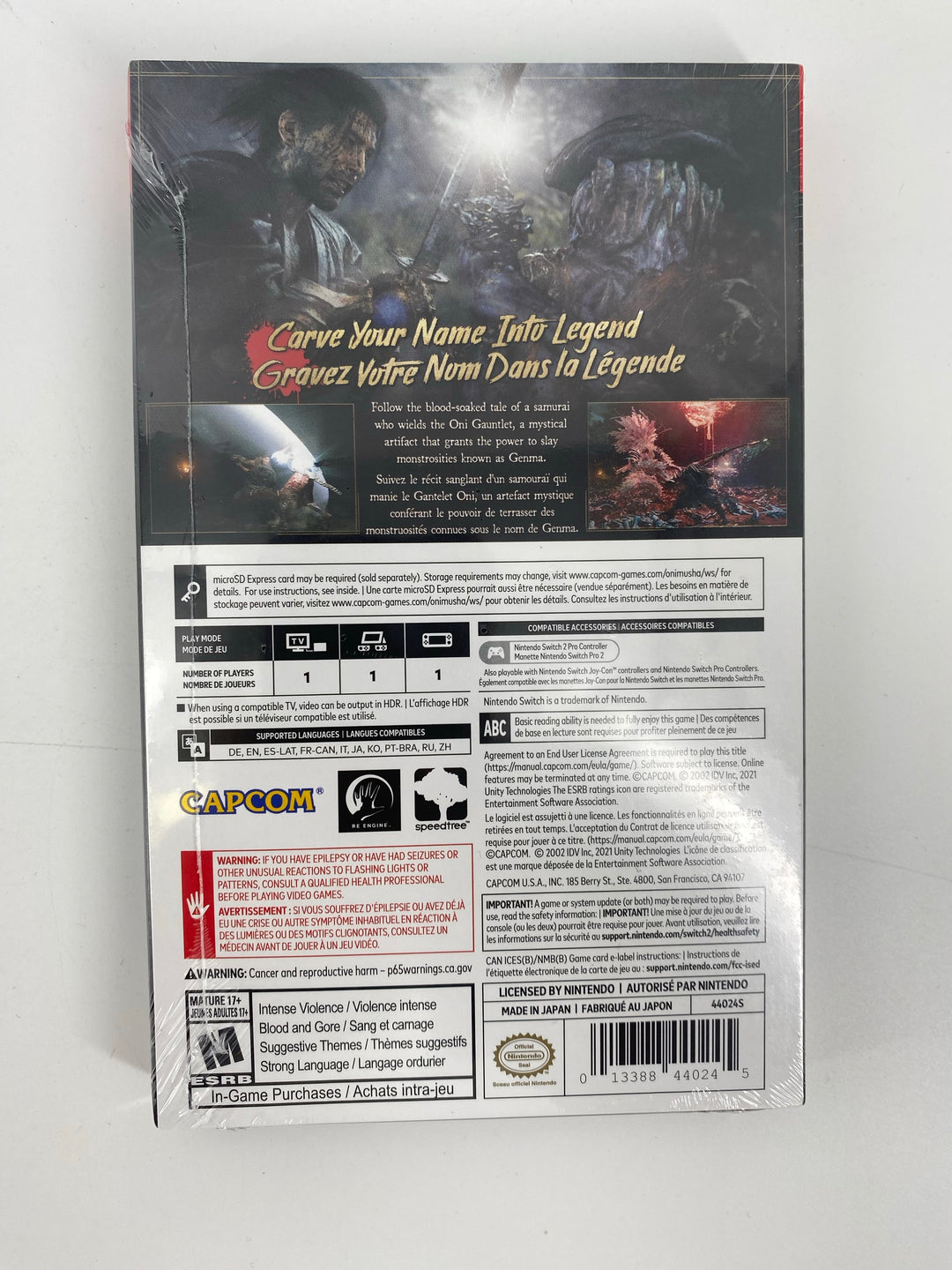 Nintendo Switch 2 Onimusha: Way of the Sword new sealed back