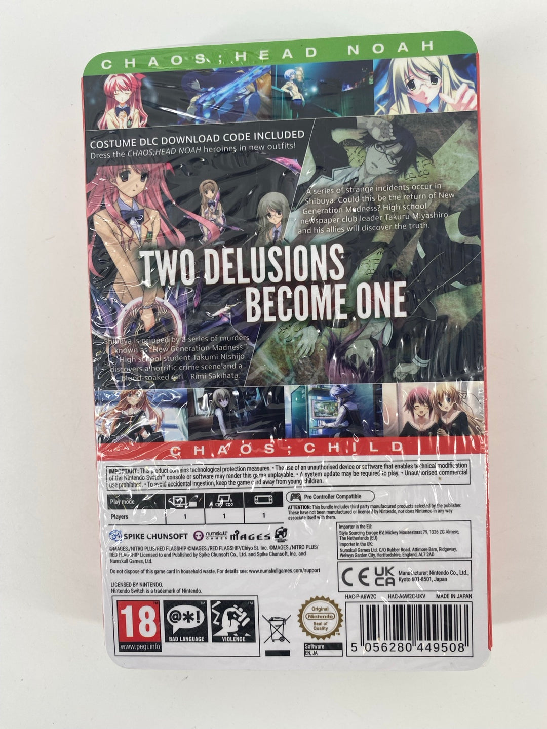 Nintendo Switch CHAOS;HEAD NOAH CHAOS;CHILD Double Pack SteelBook Launch Edition sealed back actual item